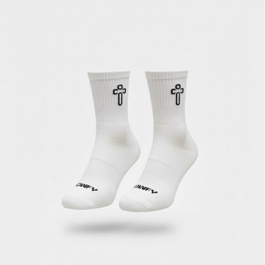Comfy In Christ Socks — White Preorder
